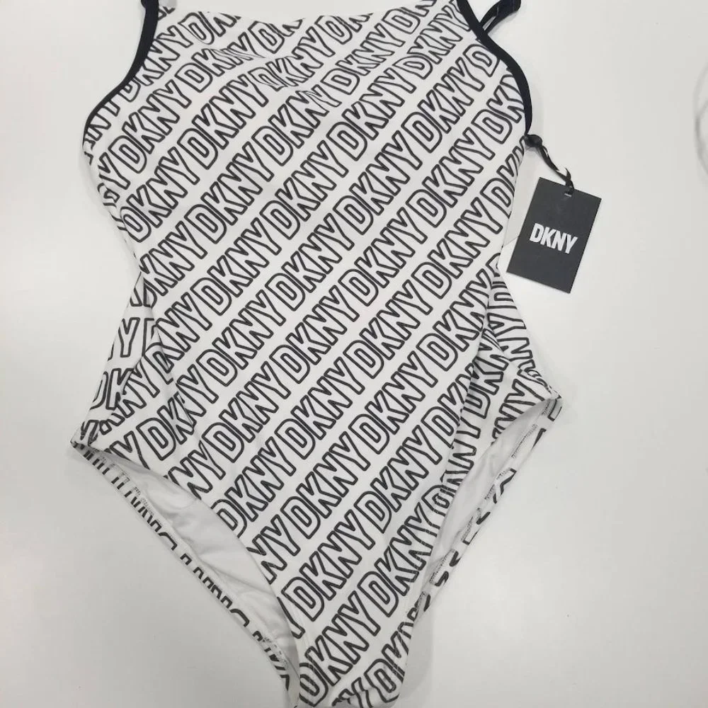 DKNY  Logo-Print One-Piece Swimsuit Size Medium - Picture 5 of 9